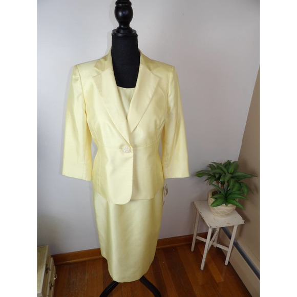 Vintage 80's/90's Classy Yellow Two-Piece Dress Suit / Nwt - Picture 4 of 16